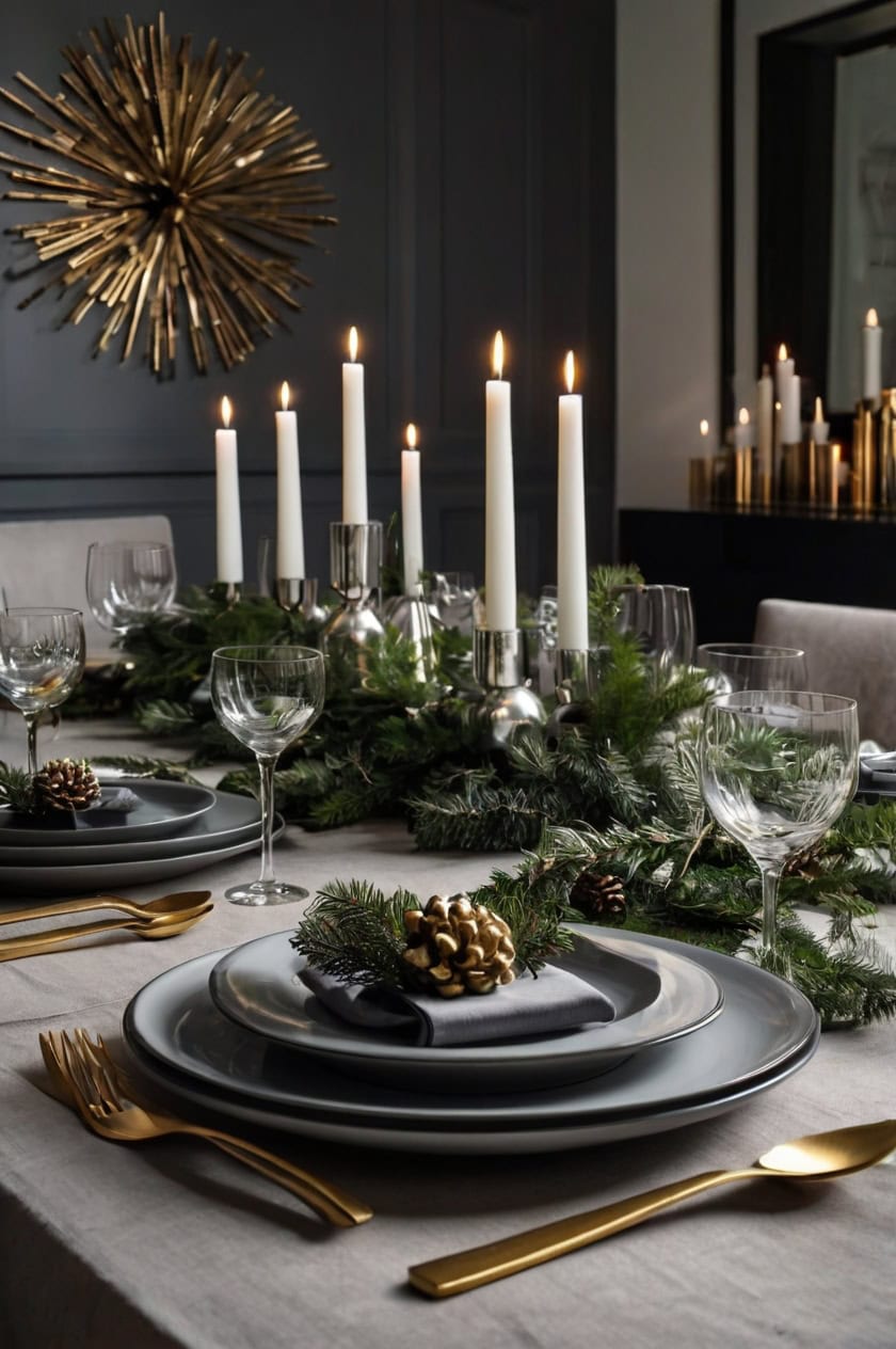 Modern Minimalist Dining Room Table Christmas Decoration Ideas