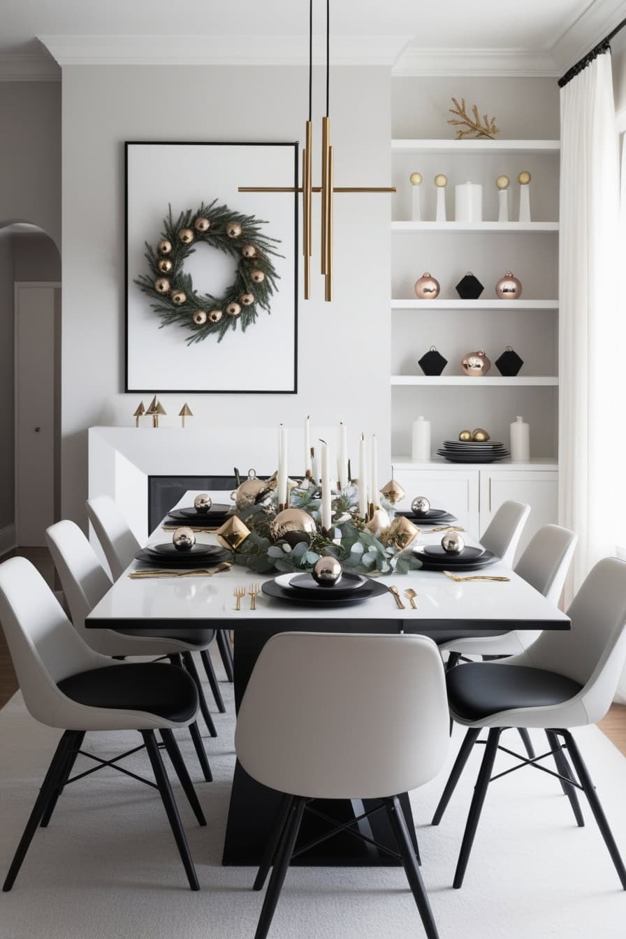 Modern Minimalist Dining Room Christmas Decorating Ideas