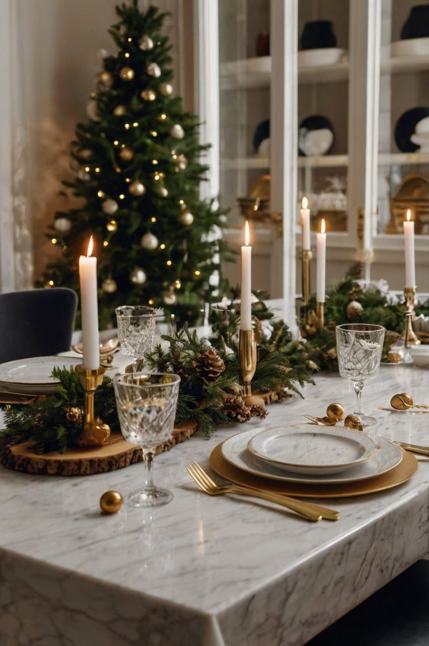 Modern Minimalist Christmas Formal Dining Room Christmas Decorating Ideas