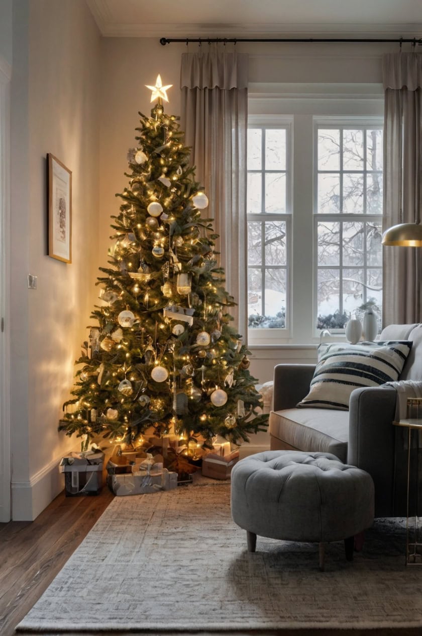 Modern Minimalist Christmas Decor Living Room Ideas No Fireplace