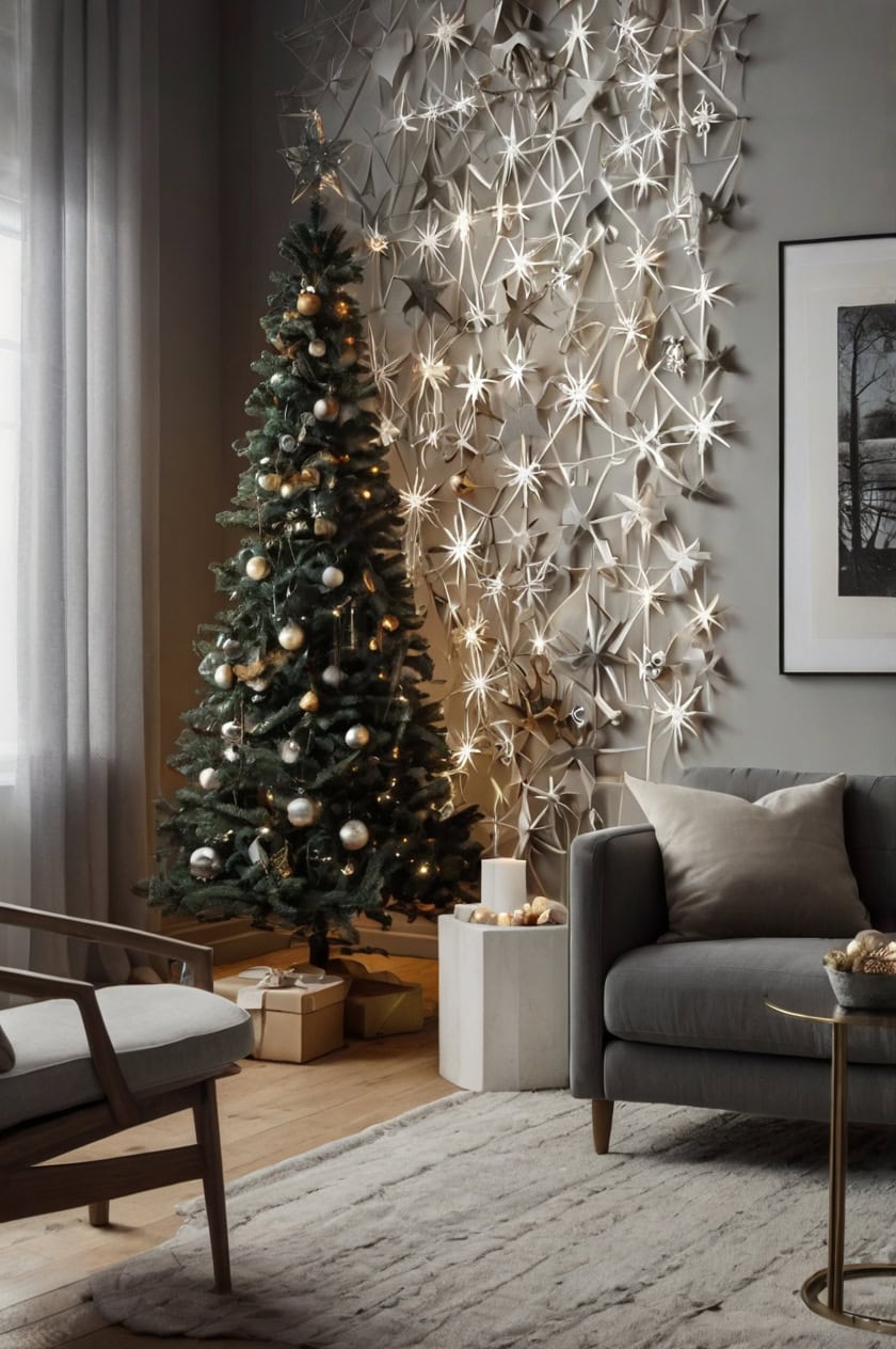 Modern Minimalist Elegance Christmas Decorating Ideas for Living Room Walls