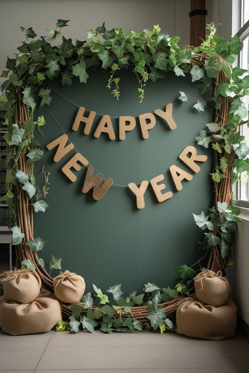 Natural Elegance With Greenery New Year Decoration Ideas for School Board