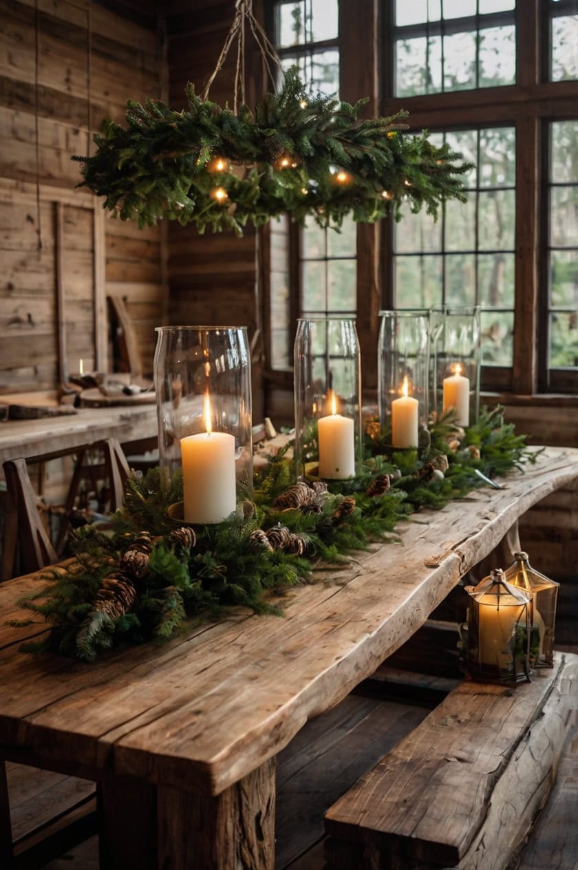 Natural Wood And Greenery Warm and Cozy Rustic Christmas Decorations