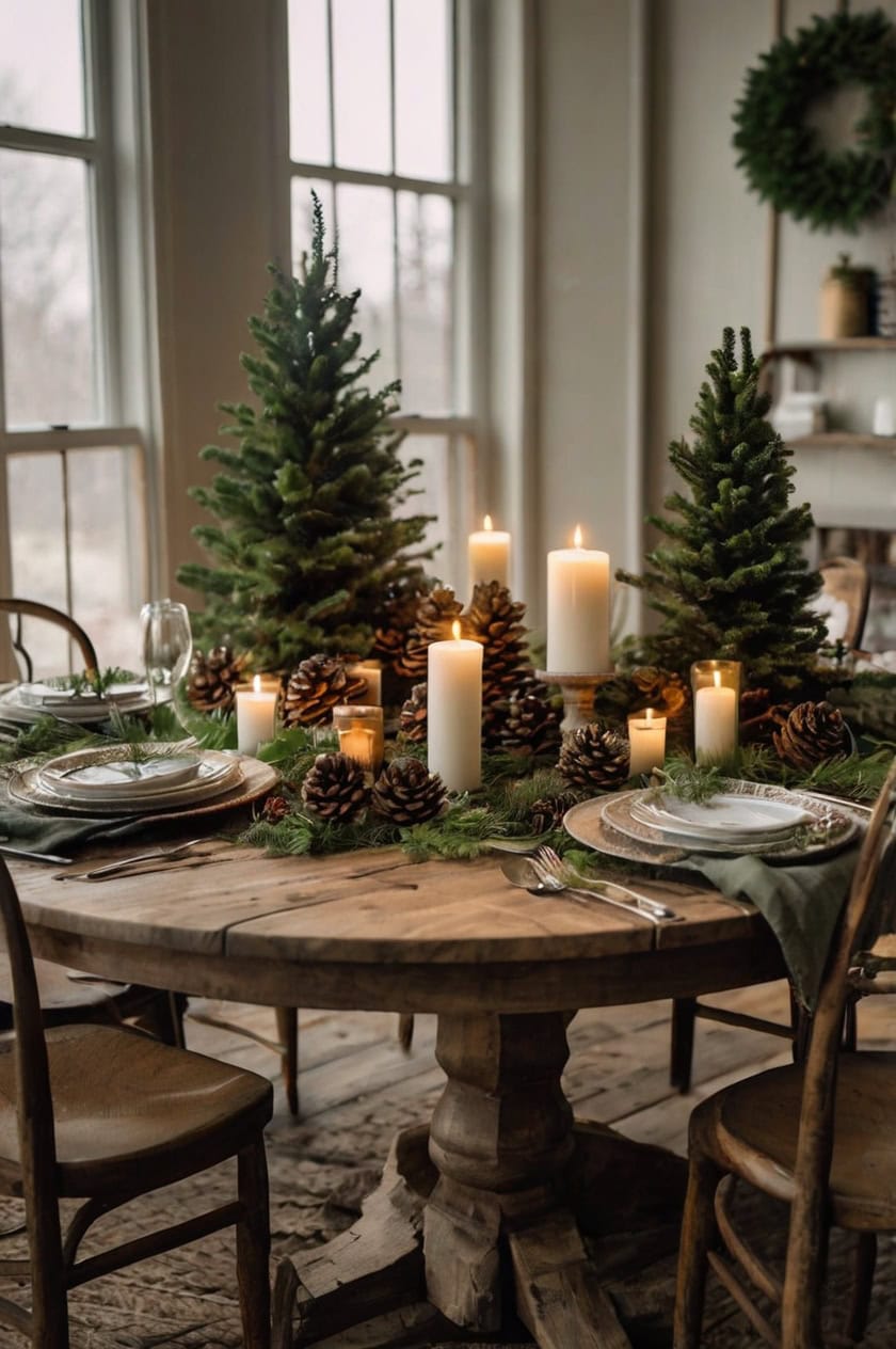 Nature Inspired Christmas Lunch Room Decorating 