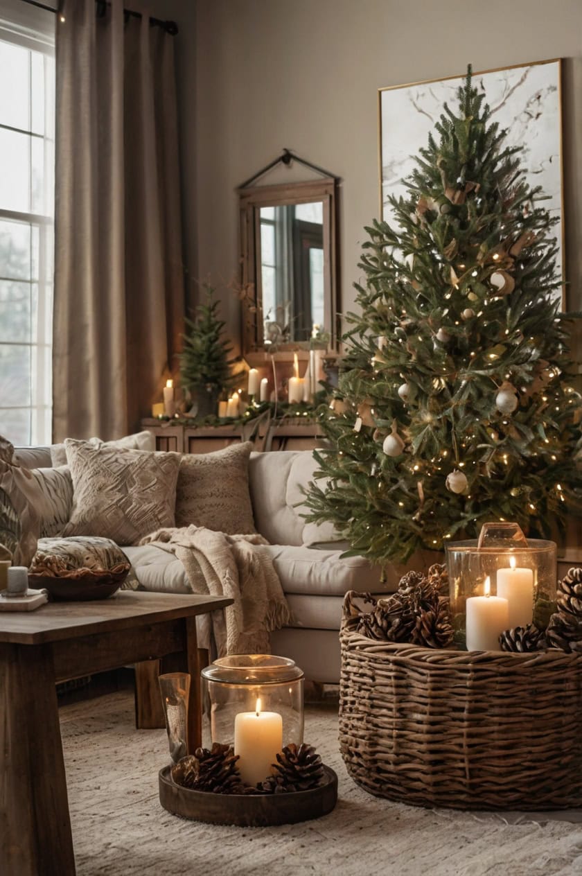 Nature Inspired Serenity Simple Christmas Decorating Ideas for Living Room