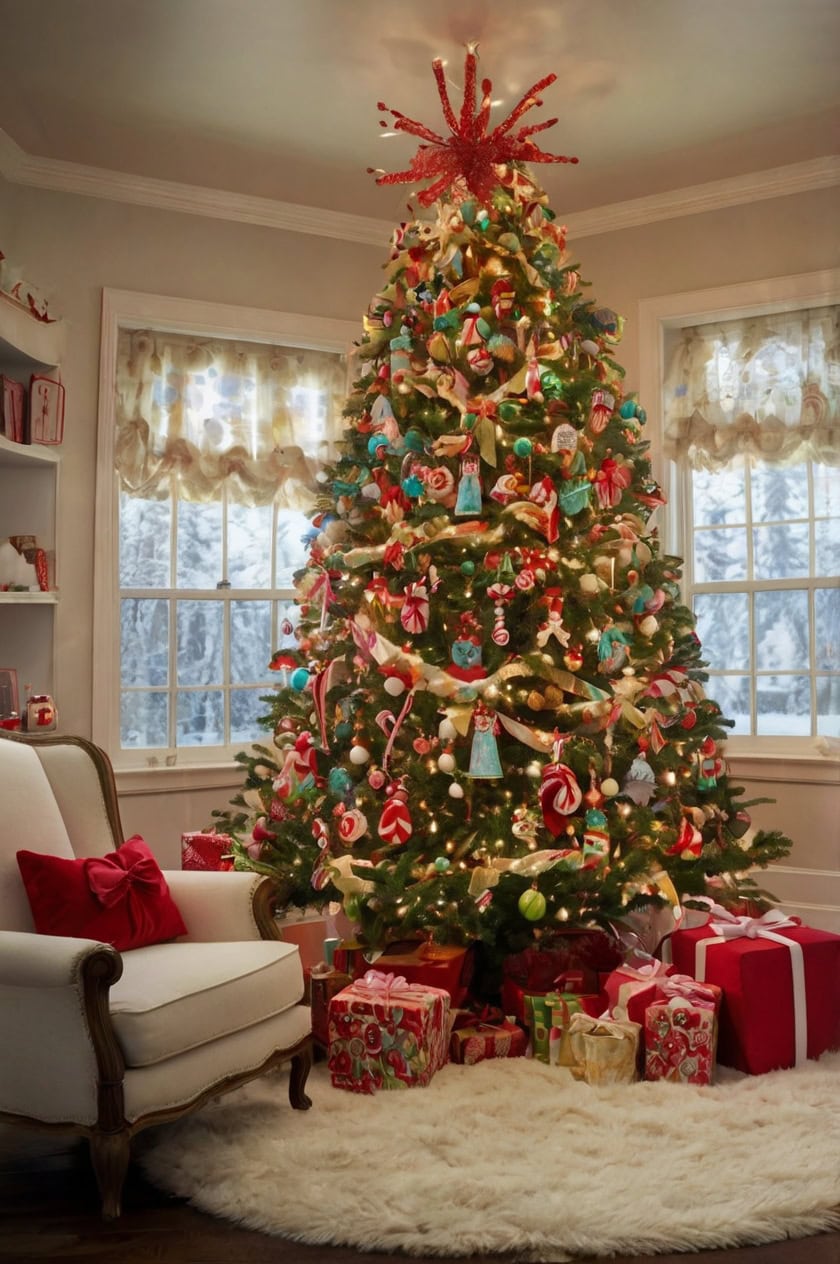 Playful Candyland Inspiration Living Room Elegant Christmas Tree Decorating Ideas