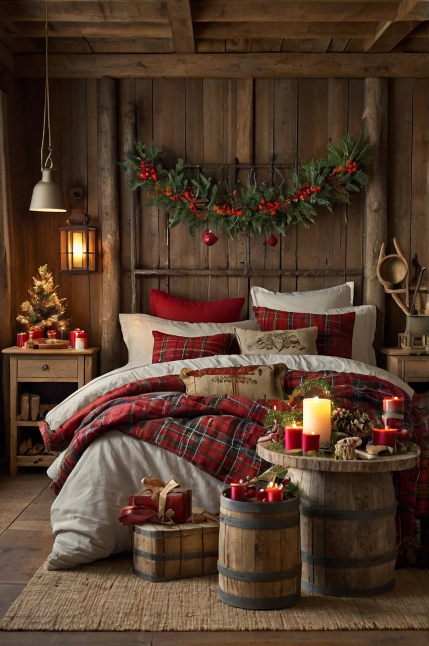 Rustic Cabin Charm Christmas Hotel Room Decoration Ideas