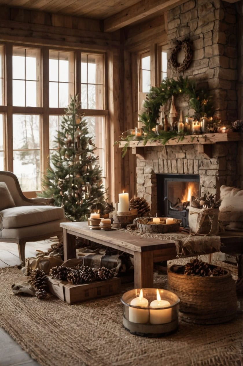 Rustic Cabin Christmas Party Room Decoration Ideas