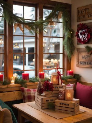 Rustic Charm New Year Decoration Ideas For Café 01