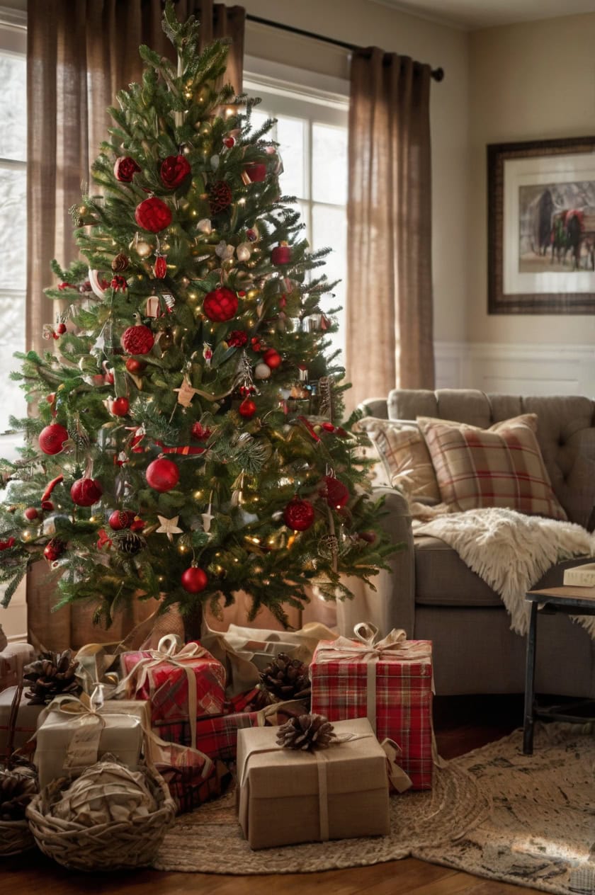 Rustic Charm With Cozy Christmas Tree Decor