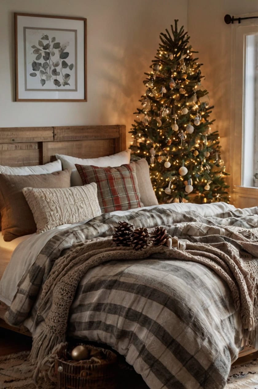 Rustic Charm With Natural Elements Christmas Apartment Room Decorating Ideas