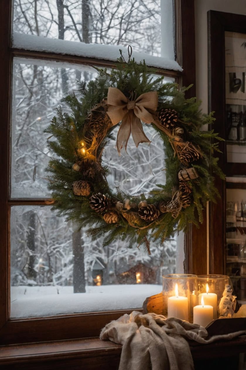 Rustic Charm With Natural Materials Living Room Window Christmas Decor Ideas