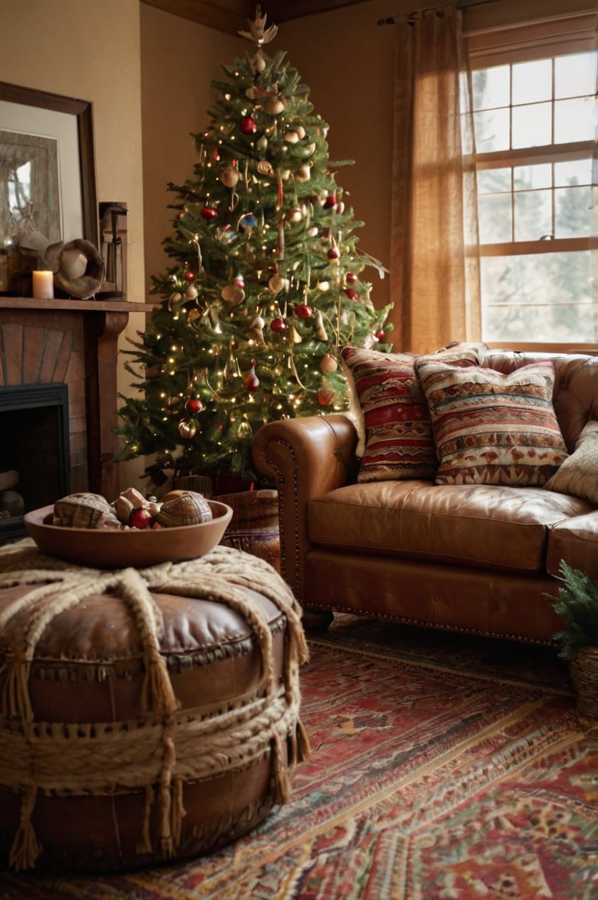 Rustic Charm With Natural Materials Southwestern Christmas Decorating Ideas for Living Room