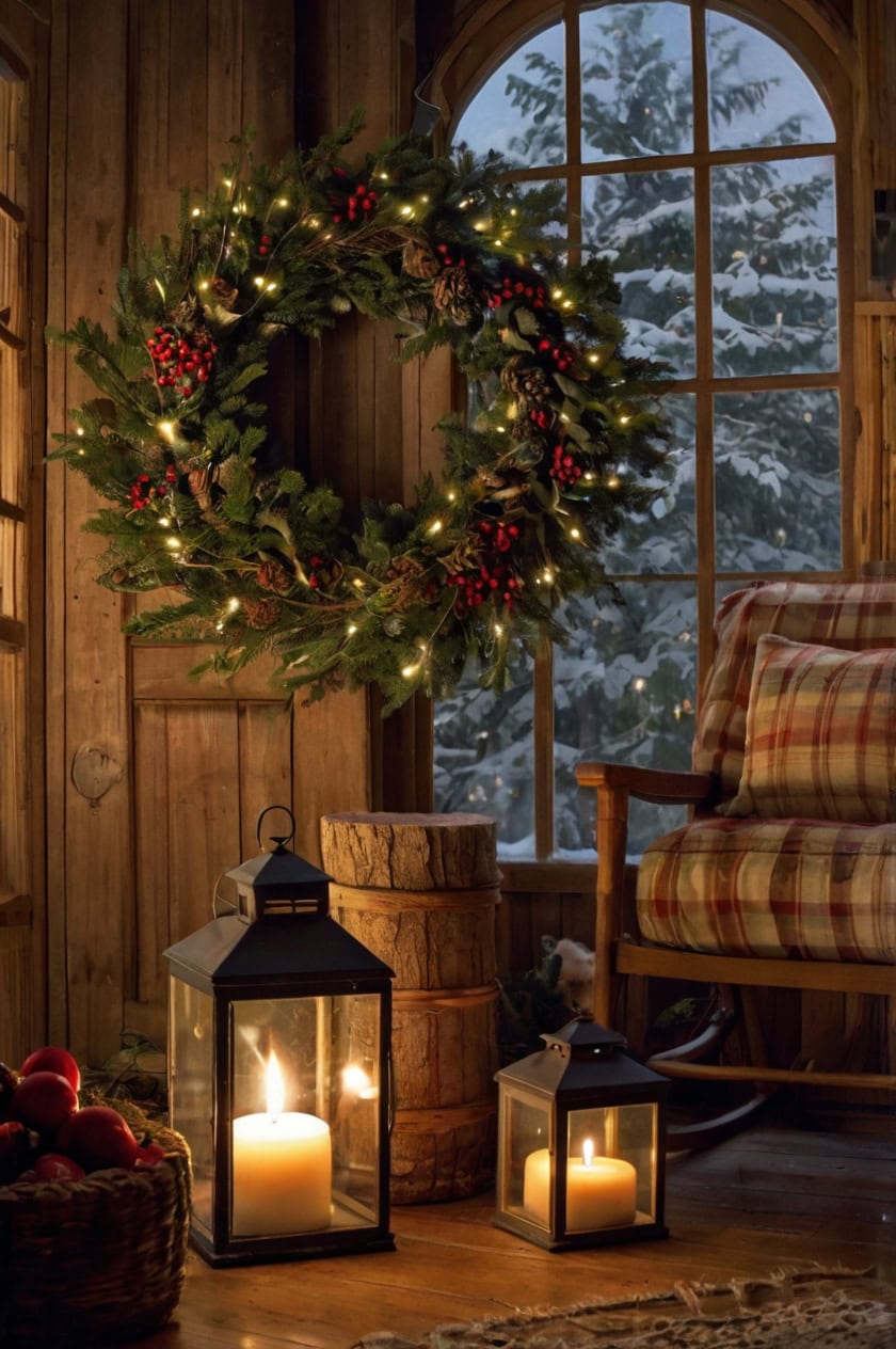 Rustic Charm With Red And Green Cozy Country Christmas Decorating Ideas