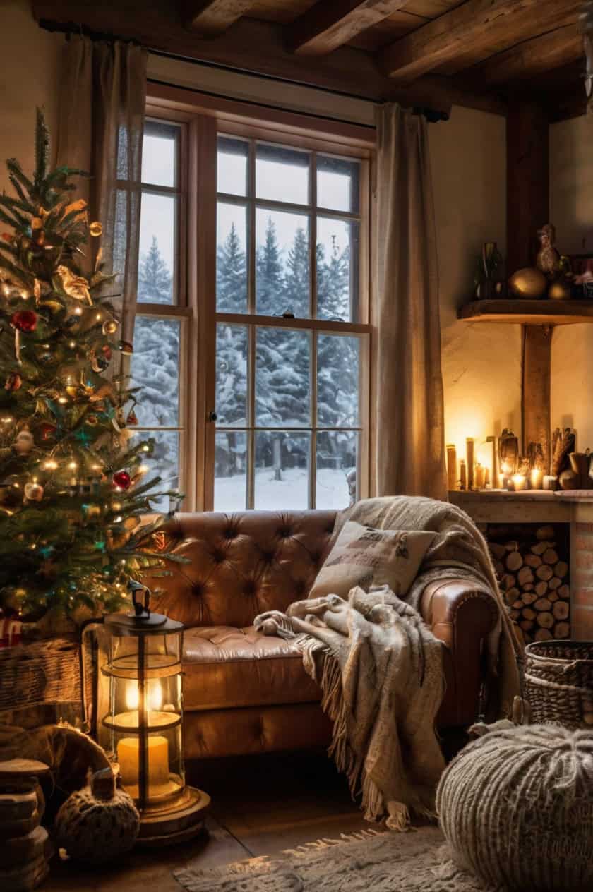 Rustic Charm With Wooden Accents Cozy Old World Christmas Interior Decor