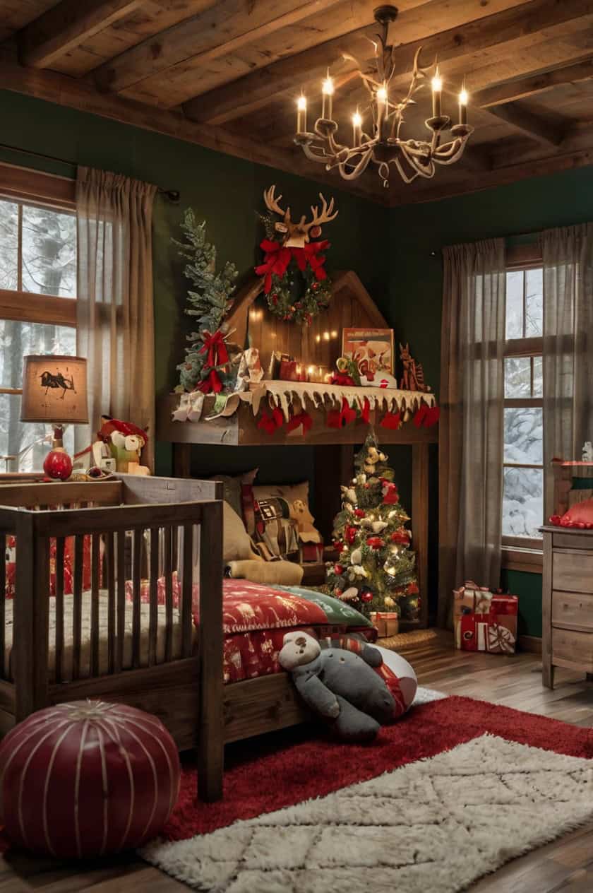 Rustic Christmas Cabin Kids Room for Christmas