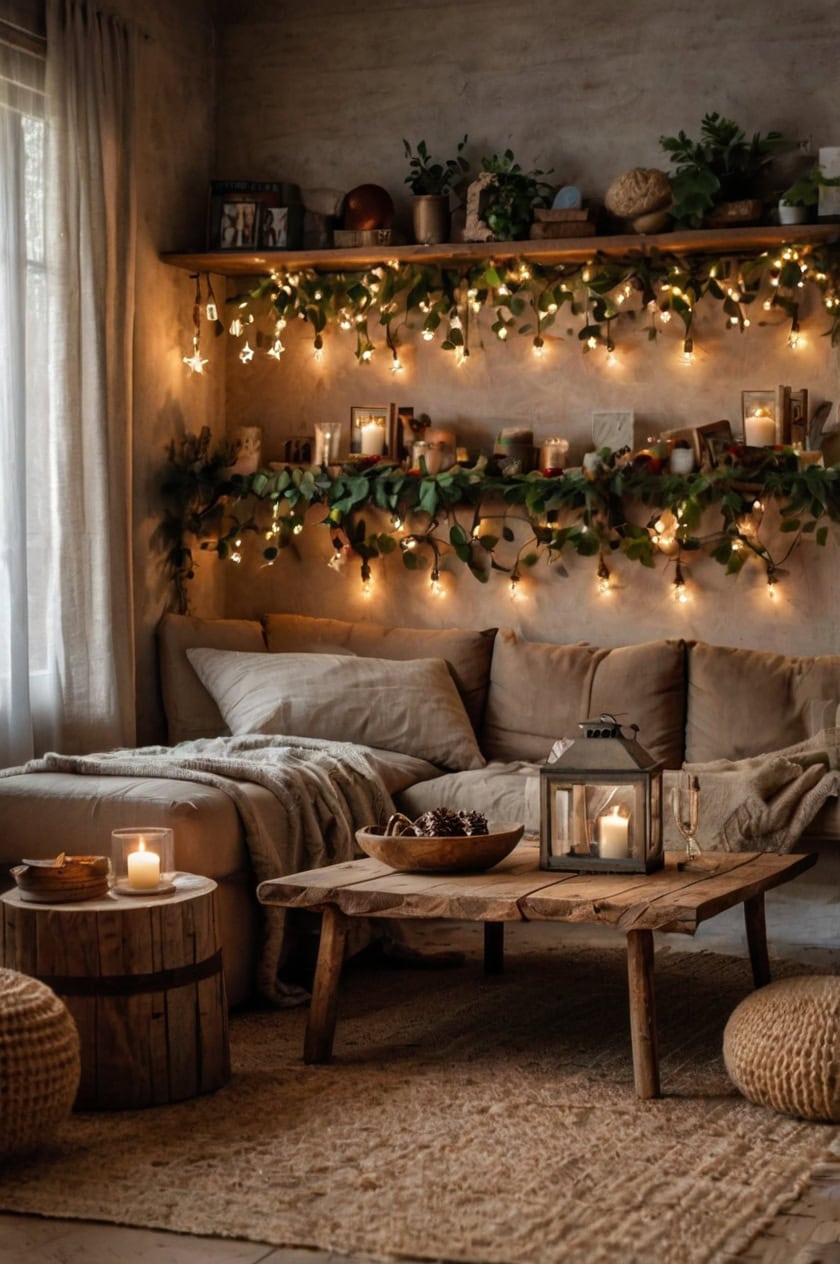 Rustic Christmas Charm Decorating Ideas for Living Room Walls