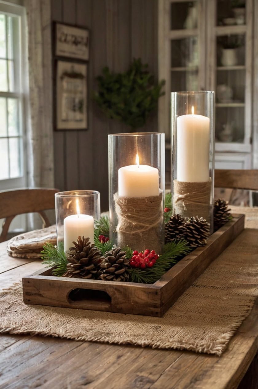 Rustic Farmhouse Charm Living Room Table Christmas Decoration Ideas