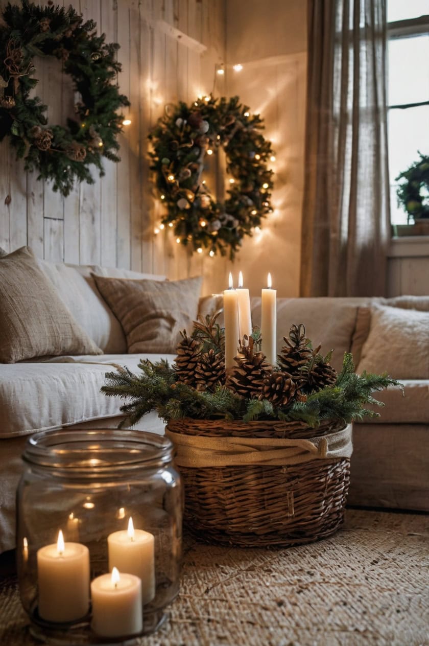 Rustic Farmhouse Christmas Decor Ideas for Apartment Living Room