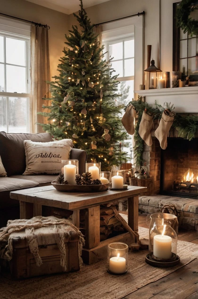 Rustic Farmhouse Cozy Apartment Christmas Decor