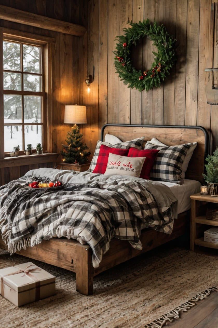 Rustic Farmhouse Cozy Christmas Bedroom Decor