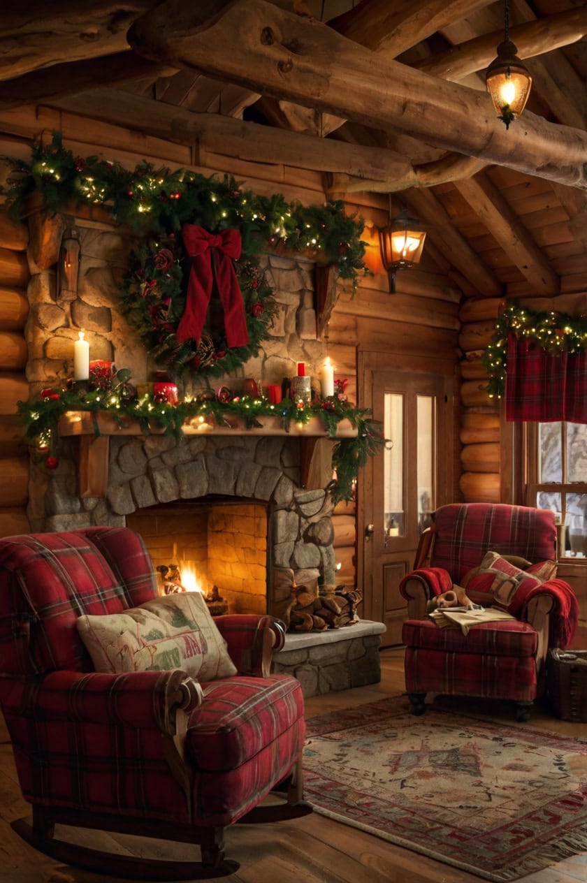 Rustic Red And Green Elegance Cozy Cabin Christmas Decorations