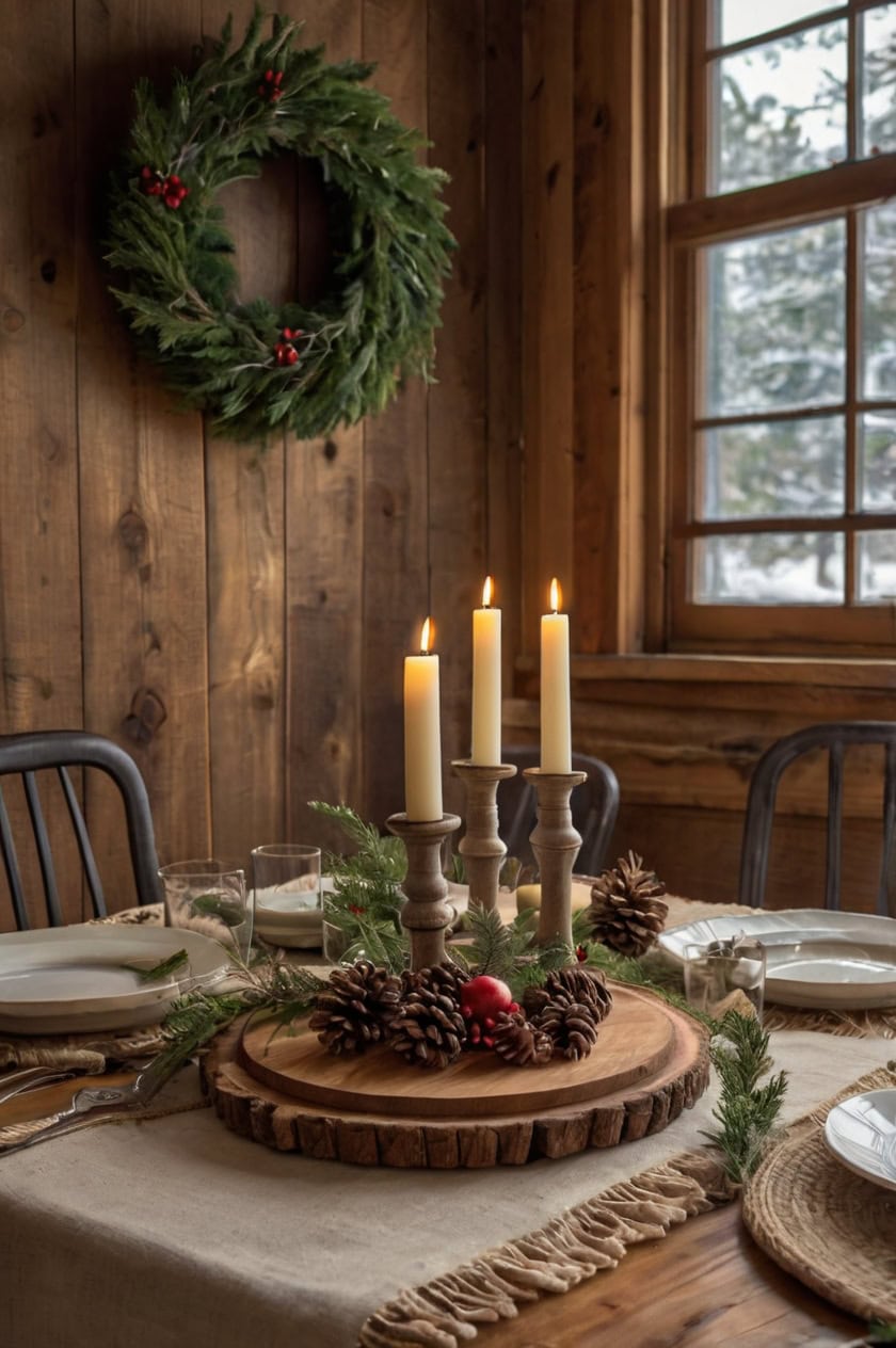 Rustic Table Setting Warm and Cozy Rustic Christmas Decorations