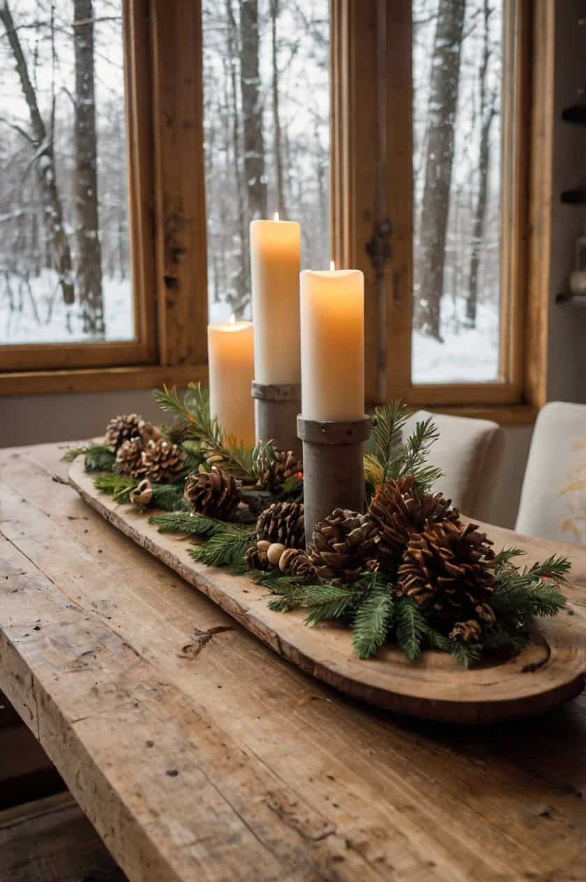 Rustic Woodland Christmas Charm Oval Living Room Table Decoration Ideas