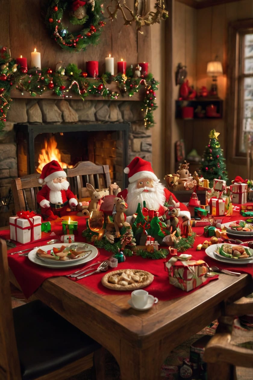 Santa’s Workshop Theme Living Room Table Christmas Decoration Ideas