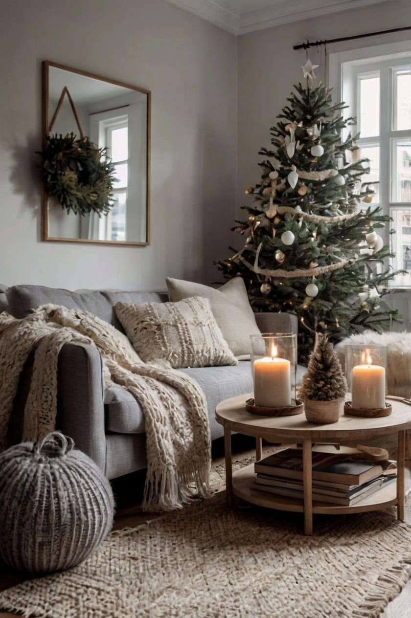 Scandi Inspired Simplicity Small Living Room Christmas Decorating Ideas