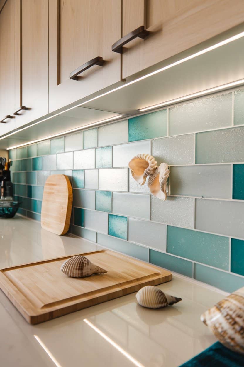 Sea Glass Tile Boho Kitchen Backsplash 1