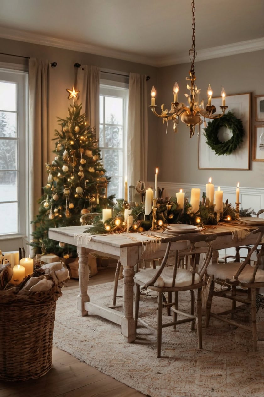 Simple Country Elegance With Gold Accents Cozy Country Christmas Decorating Ideas