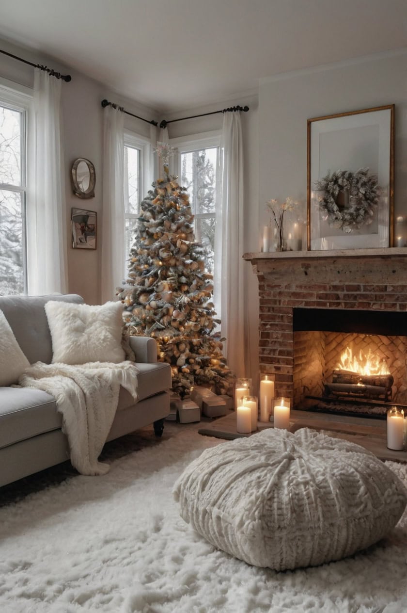 Snowy White Winter Wonderland Small Cozy Christmas Decorating Ideas