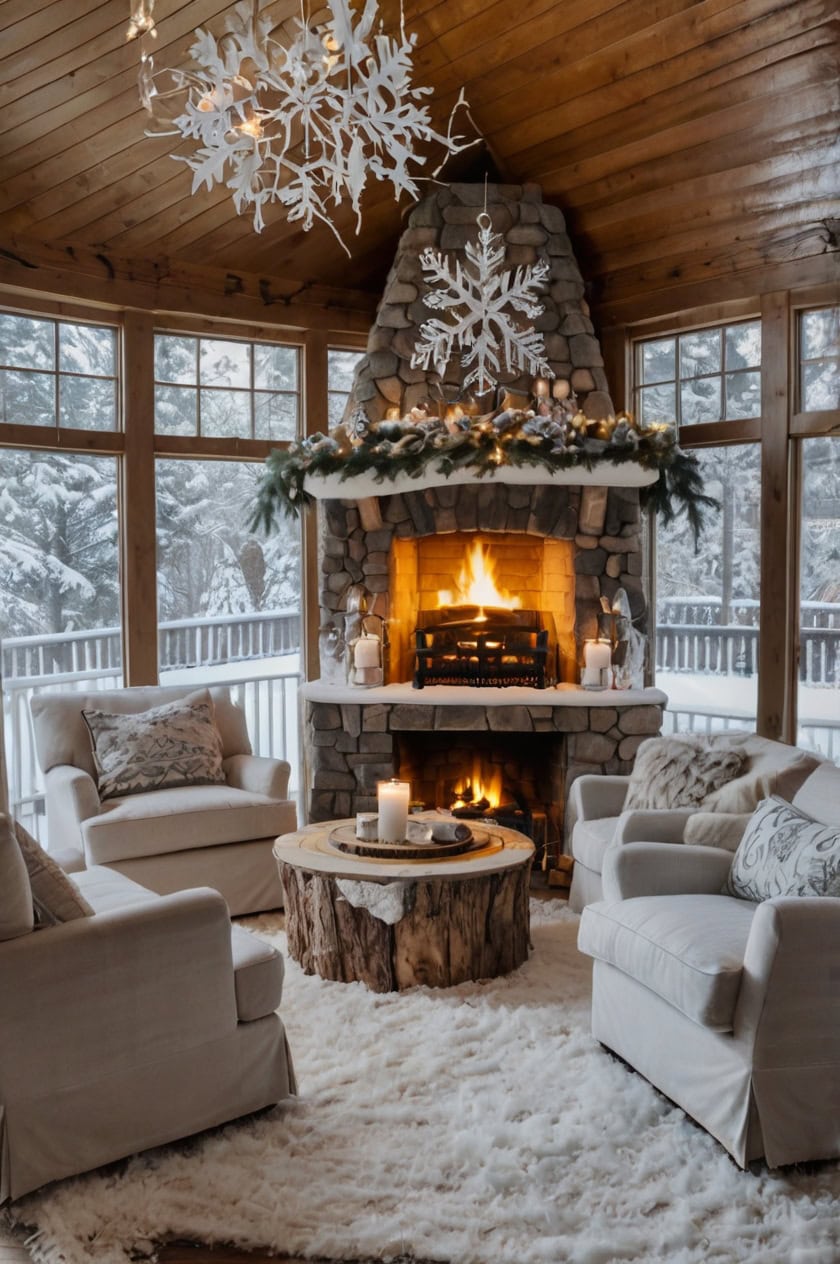 Snowy Winter Wonderland Cozy Cabin Christmas Decorations