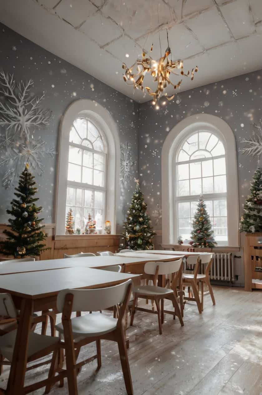 Snowy Winter Wonderland Sunday School Room for Christmas