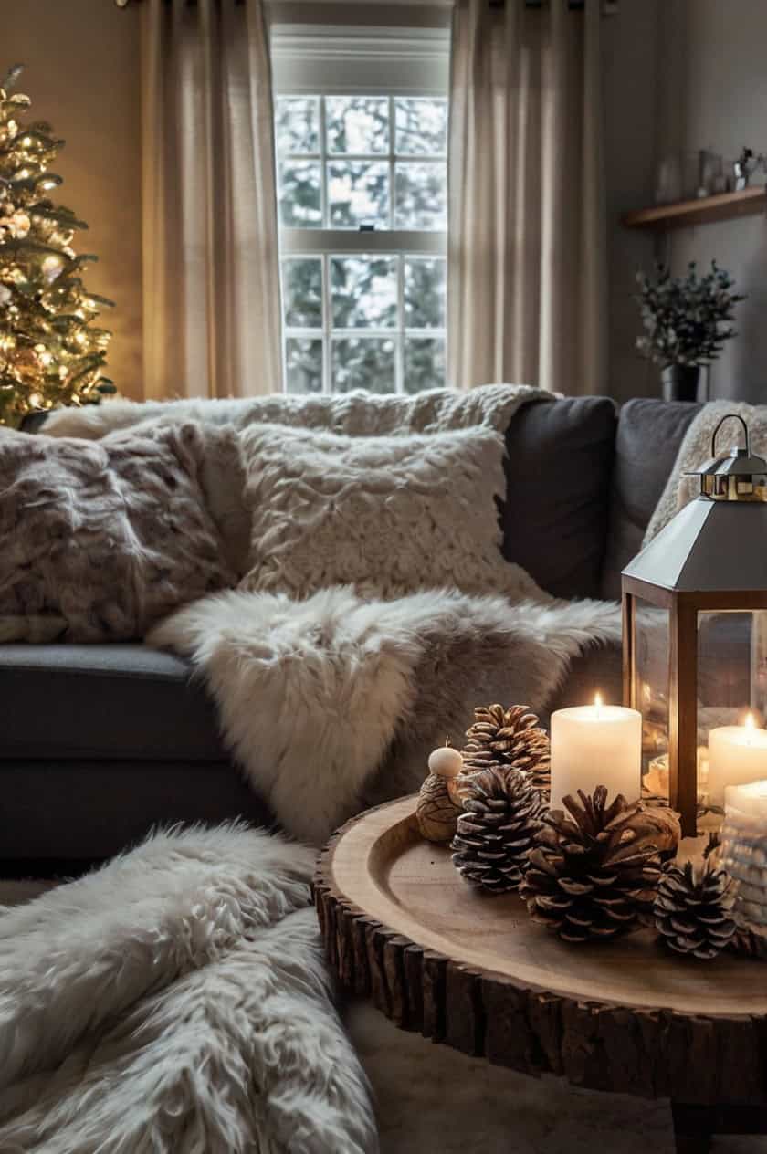 Snowy Woodland Retreat Country Christmas Decor Living Room Ideas