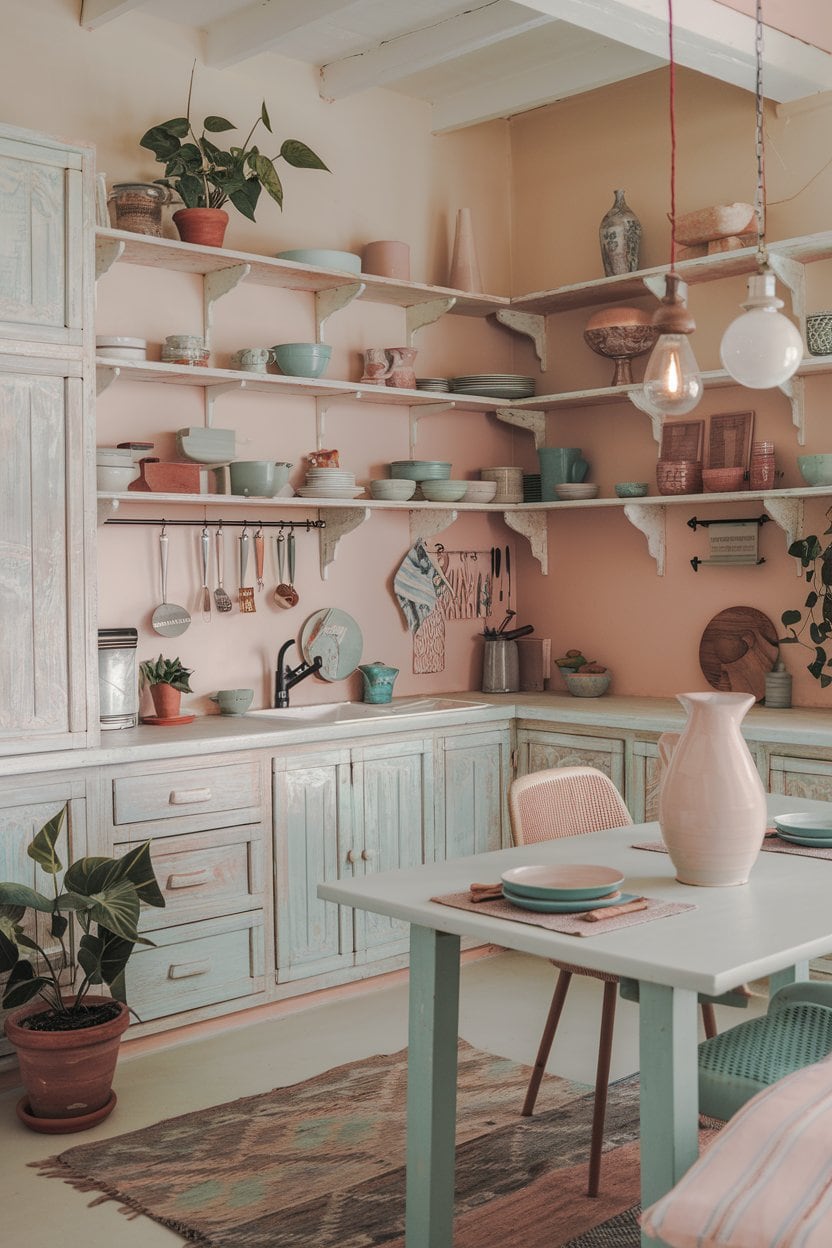 Soft Pastel Charm Colorful Boho Kitchen Ideas