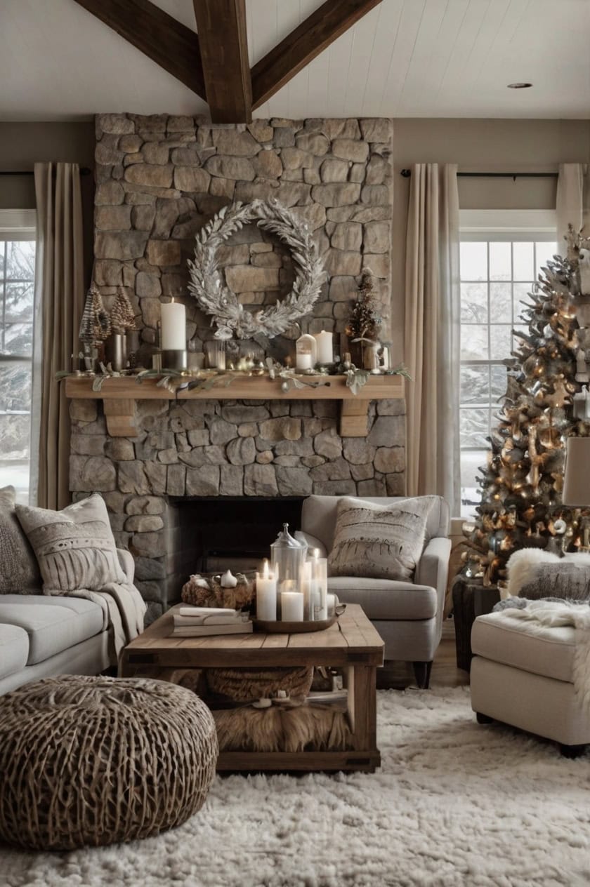 Southwestern Winter Wonderland Christmas Decorating Ideas for Living Room