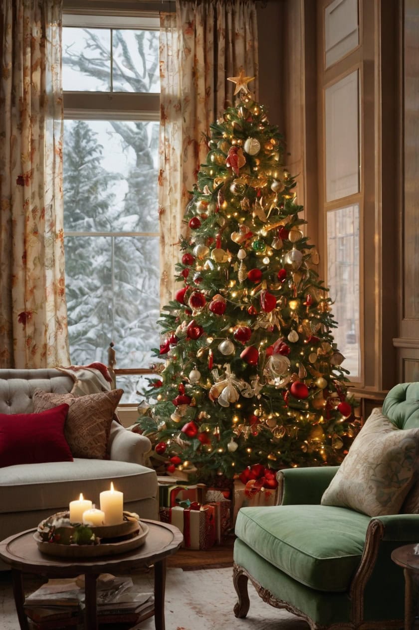 Traditional Elegance Small Living Room Christmas Decorating Ideas