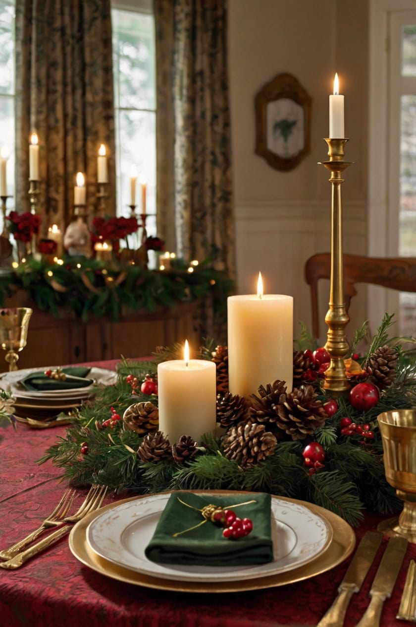 Traditional Elegance Dining Room Table Christmas Decoration Ideas