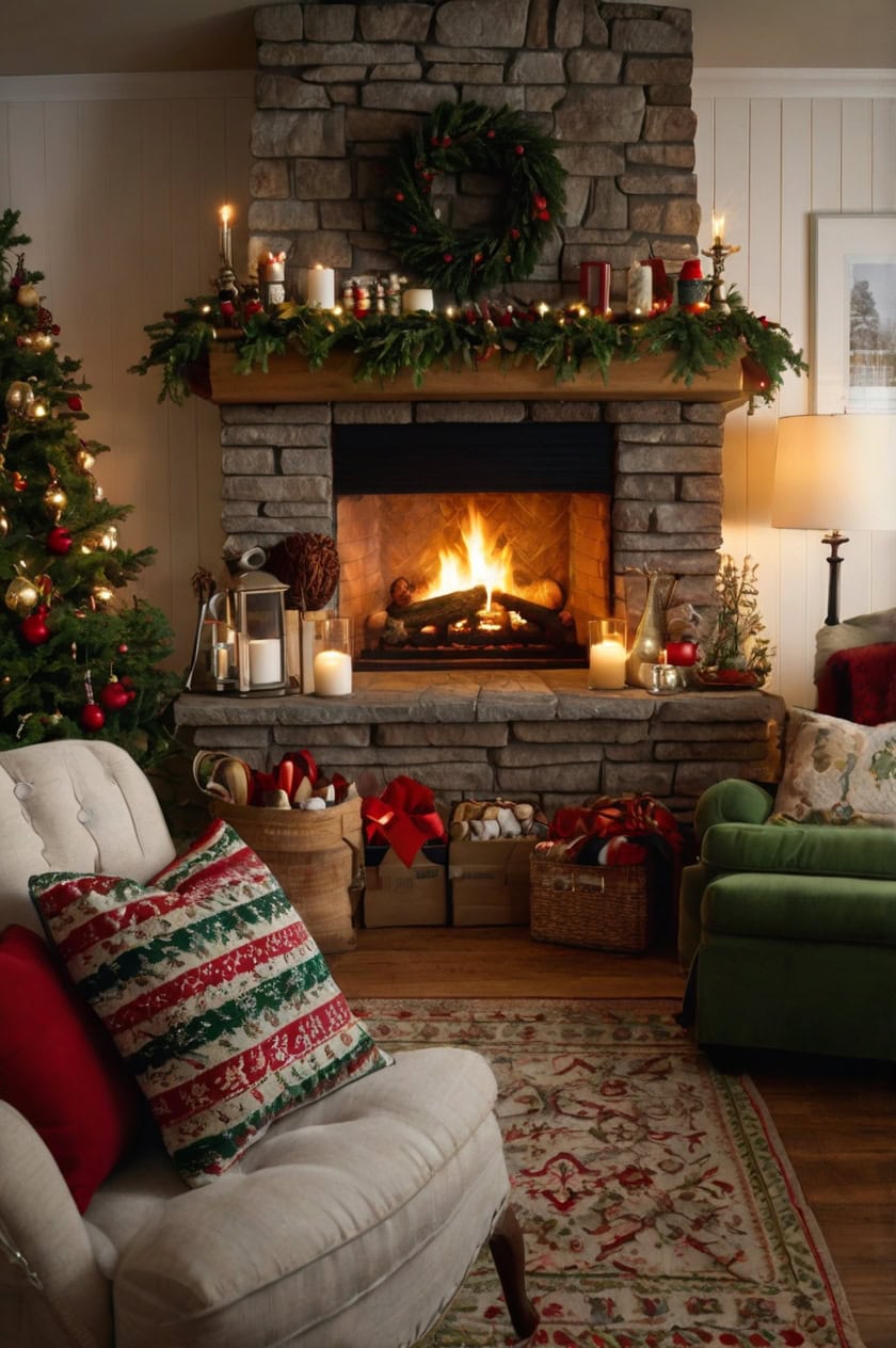 Traditional Holiday Hearth Cozy Cottage Christmas Decor