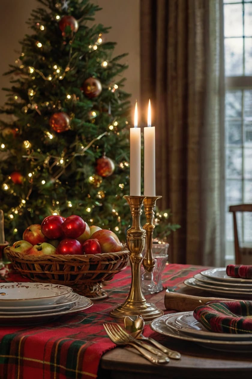 Traditional Plaid Christmas Formal Dining Room Christmas Decorating Ideas