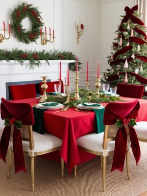 Traditional Red And Green Dining Room Christmas Decorating Ideas