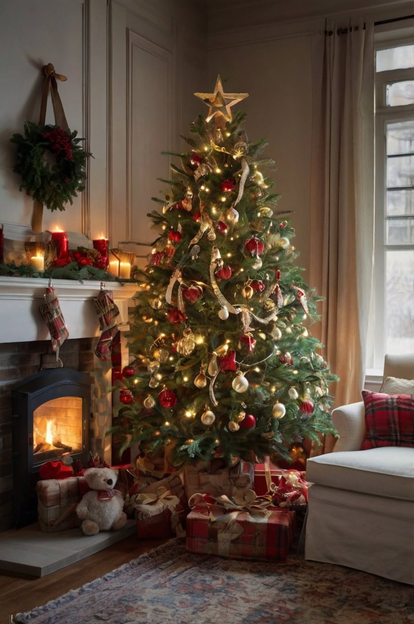 Traditional Red And Green Elegance Cozy Christmas Decorating Ideas