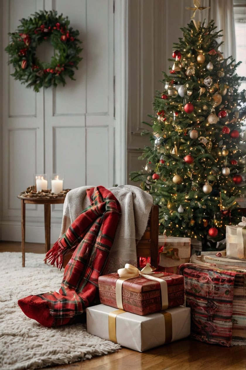 Traditional Red And Green Theme Cute Christmas Room Decor Ideas