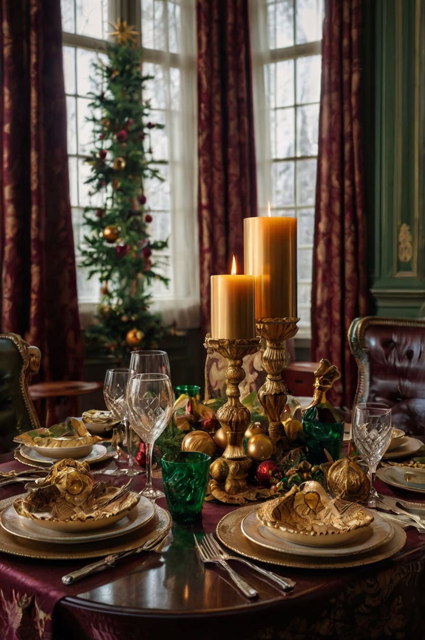 Traditional Victorian Christmas Party Room Decoration Ideas