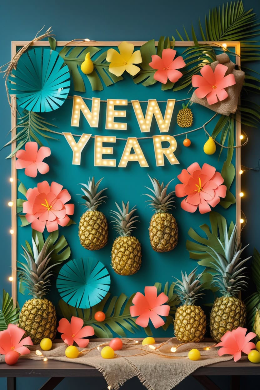 Tropical New Year Vibes New Year Decoration Ideas for Notice Board