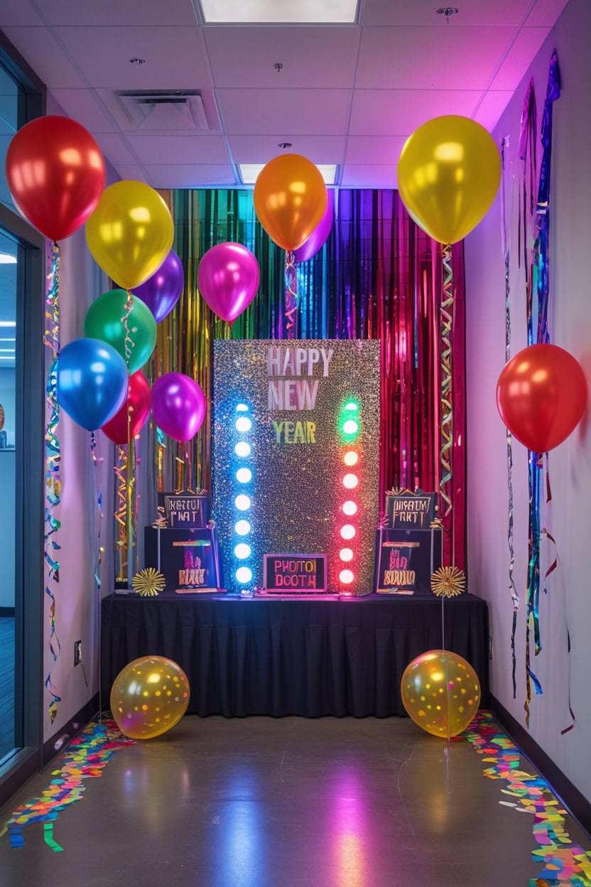 Vibrant Party Explosion New Year Decoration Ideas for Office