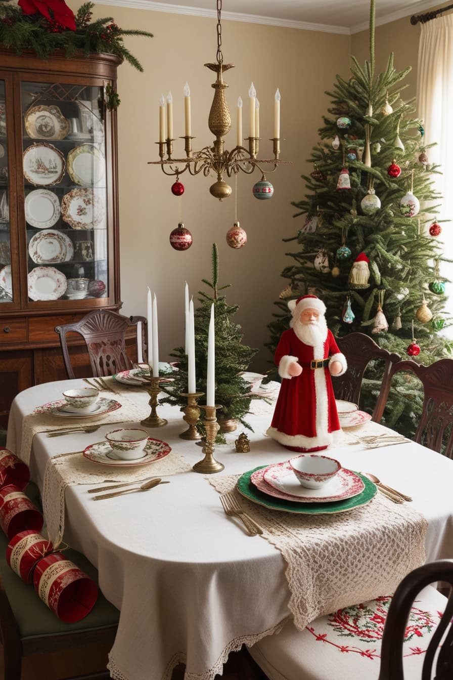 Vintage Charm Dining Room Christmas Decorating Ideas