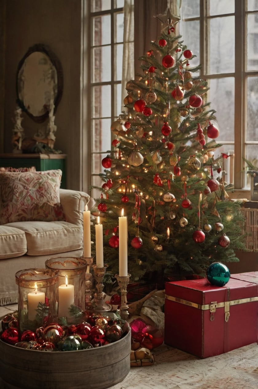 Vintage Christmas Decor Living Room Ideas No Fireplace